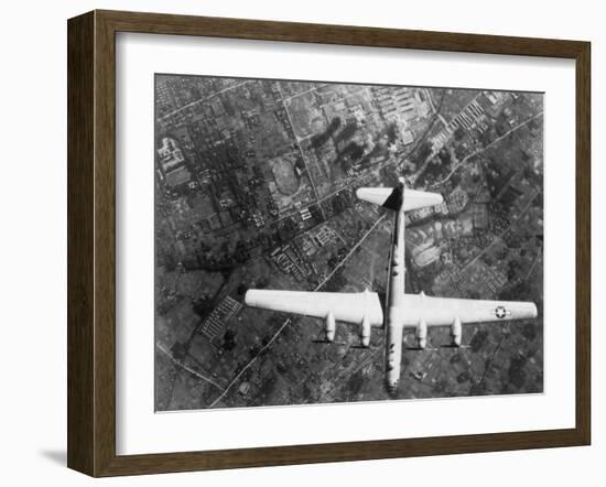 American B-29 Super Fortress Bomber over Nakajima Aircraft Co.-null-Framed Photo