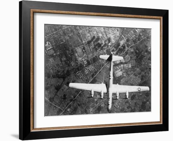 American B-29 Super Fortress Bomber over Nakajima Aircraft Co.-null-Framed Photo