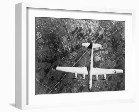 American B-29 Super Fortress Bomber over Nakajima Aircraft Co.-null-Framed Photo