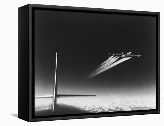 American B-36 Bomber Leaving Vapor Trails During High Altitude Flight over Carswell AFB-Margaret Bourke-White-Framed Premier Image Canvas