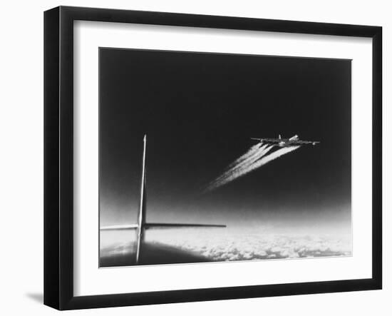 American B-36 Bomber Leaving Vapor Trails During High Altitude Flight over Carswell AFB-Margaret Bourke-White-Framed Photographic Print