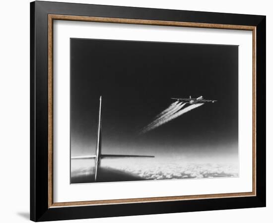 American B-36 Bomber Leaving Vapor Trails During High Altitude Flight over Carswell AFB-Margaret Bourke-White-Framed Photographic Print