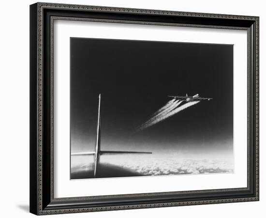 American B-36 Bomber Leaving Vapor Trails During High Altitude Flight over Carswell AFB-Margaret Bourke-White-Framed Photographic Print