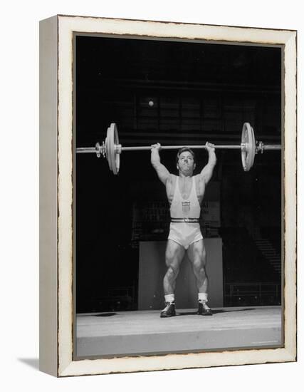 American Bantamweight Joseph Depietro Competing in Weightlifting Event at Summer Olympics-Mark Kauffman-Framed Premier Image Canvas