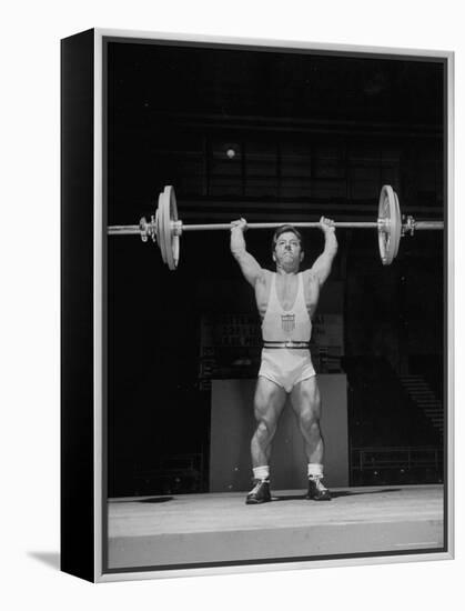 American Bantamweight Joseph Depietro Competing in Weightlifting Event at Summer Olympics-Mark Kauffman-Framed Premier Image Canvas