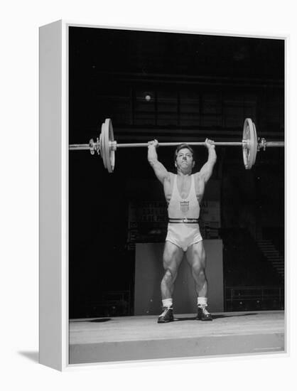 American Bantamweight Joseph Depietro Competing in Weightlifting Event at Summer Olympics-Mark Kauffman-Framed Premier Image Canvas