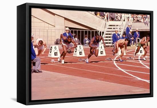 American Bob Hayes Taking Off from the Starting Block at Tokyo 1964 Summer Olympics, Japan-Art Rickerby-Framed Premier Image Canvas