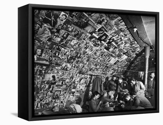 American Bomber Crew in the Frigid Aleutian Islands Play Cards While Relaxing in Their Quonset Hut-Dmitri Kessel-Framed Premier Image Canvas