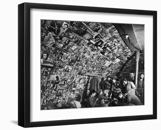 American Bomber Crew in the Frigid Aleutian Islands Play Cards While Relaxing in Their Quonset Hut-Dmitri Kessel-Framed Photographic Print