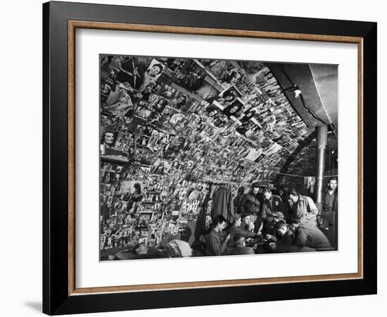 American Bomber Crew in the Frigid Aleutian Islands Play Cards While Relaxing in Their Quonset Hut-Dmitri Kessel-Framed Photographic Print