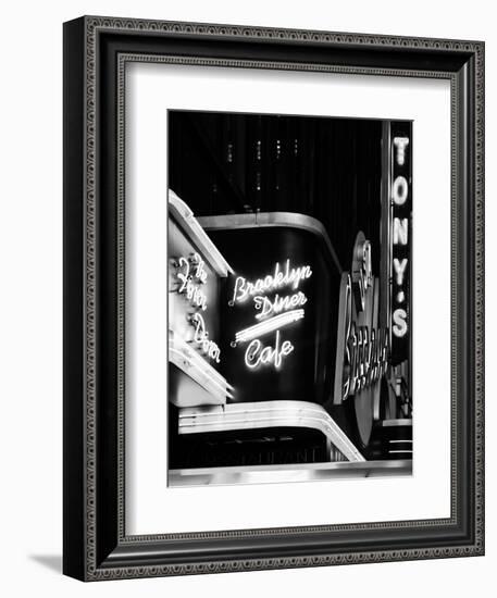 American Brooklyn Diner Cafe at Times Square by Night, Manhattan, NYC, USA-Philippe Hugonnard-Framed Photographic Print