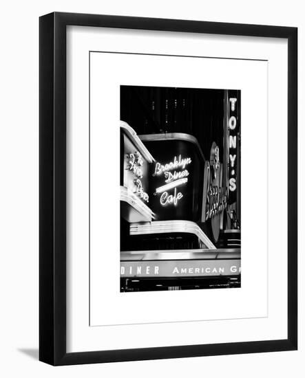 American Brooklyn Diner Cafe at Times Square by Night, Manhattan, NYC, White Frame-Philippe Hugonnard-Framed Art Print