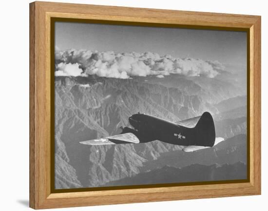 American C-46 Transport Flying "The Hump" a Long, Difficult Flight over the Himalayas-William Vandivert-Framed Premier Image Canvas