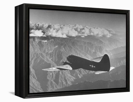 American C-46 Transport Flying "The Hump" a Long, Difficult Flight over the Himalayas-William Vandivert-Framed Premier Image Canvas