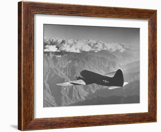 American C-46 Transport Flying "The Hump" a Long, Difficult Flight over the Himalayas-William Vandivert-Framed Photographic Print