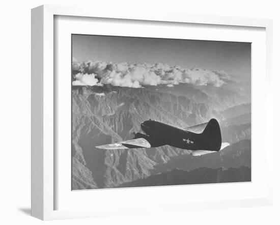 American C-46 Transport Flying "The Hump" a Long, Difficult Flight over the Himalayas-William Vandivert-Framed Photographic Print