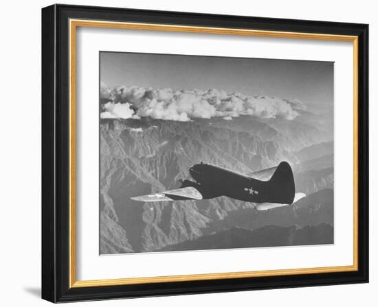 American C-46 Transport Flying "The Hump" a Long, Difficult Flight over the Himalayas-William Vandivert-Framed Photographic Print