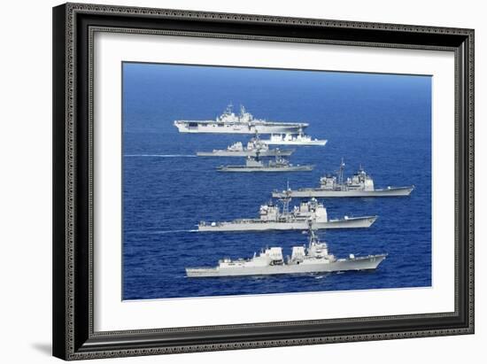 American, Canadian, and Japanese Navy War Ships in the Pacific Exercises, July 2008-null-Framed Photo