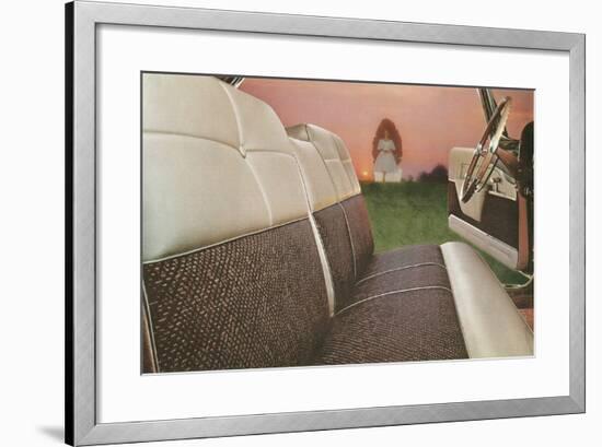 American Car Interior with Saintly Vision-null-Framed Art Print