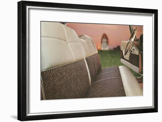 American Car Interior with Saintly Vision-null-Framed Art Print