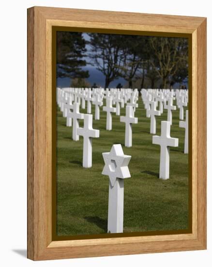 American Cemetery at Omaha Beach, Colleville-Sur-Mer, Normandy, France, Europe-null-Framed Premier Image Canvas