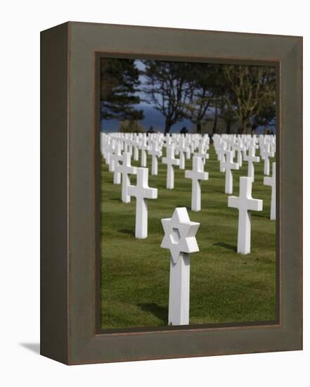 American Cemetery at Omaha Beach, Colleville-Sur-Mer, Normandy, France, Europe-null-Framed Premier Image Canvas