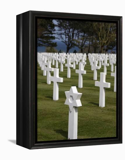 American Cemetery at Omaha Beach, Colleville-Sur-Mer, Normandy, France, Europe-null-Framed Premier Image Canvas