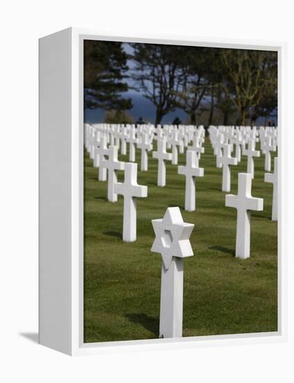 American Cemetery at Omaha Beach, Colleville-Sur-Mer, Normandy, France, Europe-null-Framed Premier Image Canvas