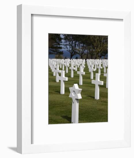 American Cemetery at Omaha Beach, Colleville-Sur-Mer, Normandy, France, Europe-null-Framed Photographic Print