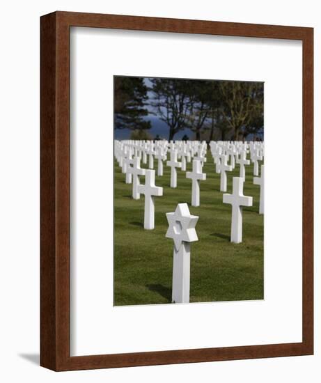 American Cemetery at Omaha Beach, Colleville-Sur-Mer, Normandy, France, Europe-null-Framed Photographic Print