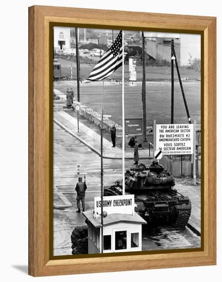 American Checkpoint on the Friedrichstrasse Crossing Point on the East-West Berlin Border-null-Framed Stretched Canvas