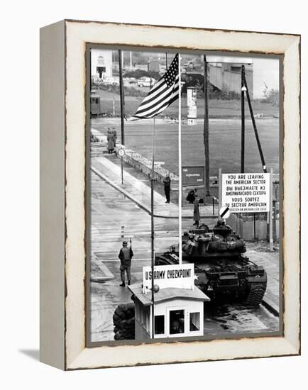 American Checkpoint on the Friedrichstrasse Crossing Point on the East-West Berlin Border-null-Framed Stretched Canvas