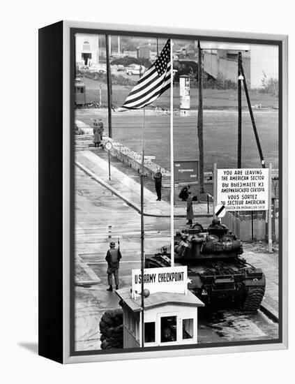 American Checkpoint on the Friedrichstrasse Crossing Point on the East-West Berlin Border-null-Framed Stretched Canvas