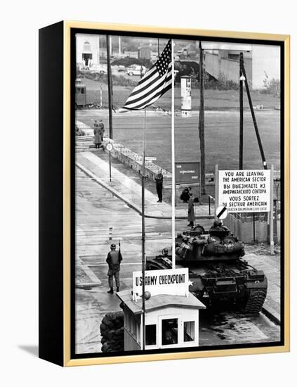 American Checkpoint on the Friedrichstrasse Crossing Point on the East-West Berlin Border-null-Framed Stretched Canvas