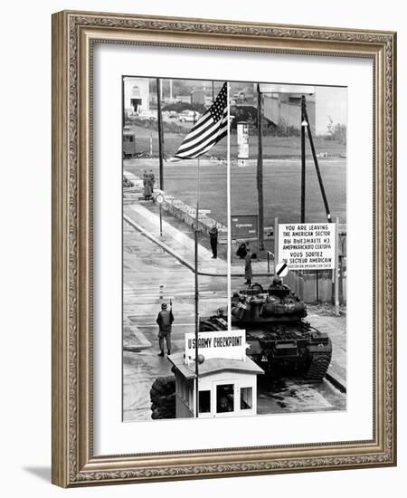 American Checkpoint on the Friedrichstrasse Crossing Point on the East-West Berlin Border-null-Framed Photo