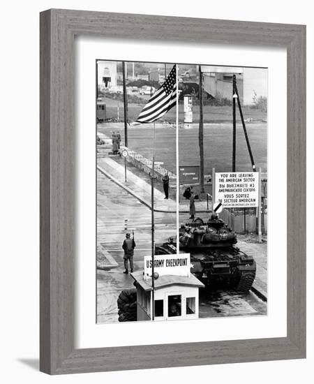 American Checkpoint on the Friedrichstrasse Crossing Point on the East-West Berlin Border-null-Framed Photo