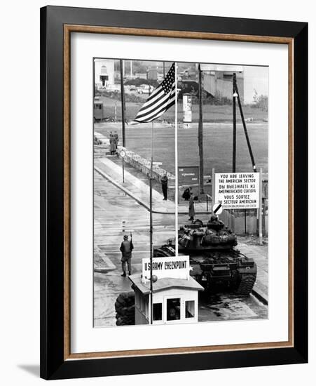 American Checkpoint on the Friedrichstrasse Crossing Point on the East-West Berlin Border-null-Framed Photo