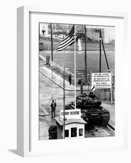 American Checkpoint on the Friedrichstrasse Crossing Point on the East-West Berlin Border-null-Framed Photo