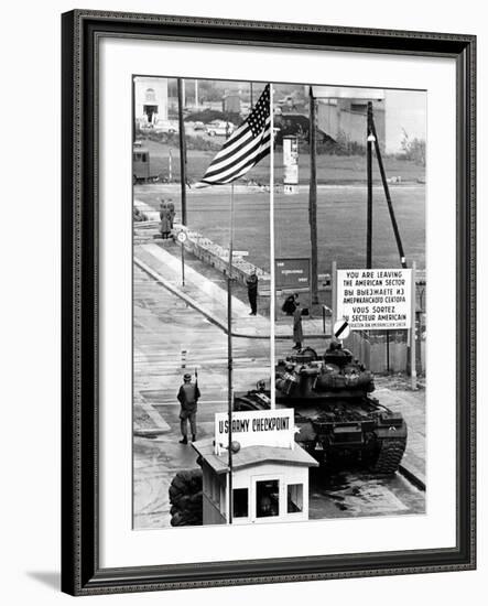 American Checkpoint on the Friedrichstrasse Crossing Point on the East-West Berlin Border-null-Framed Photo