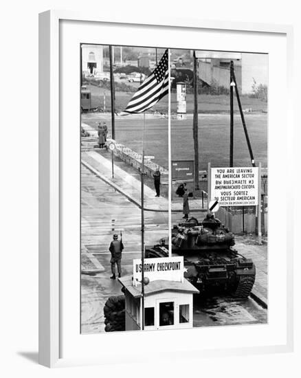 American Checkpoint on the Friedrichstrasse Crossing Point on the East-West Berlin Border-null-Framed Photo