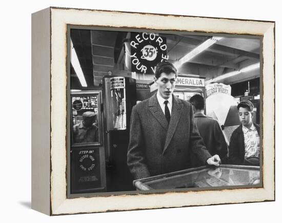 American Chess Champion Robert J. Fischer Playing Pinball-Carl Mydans-Framed Premier Image Canvas