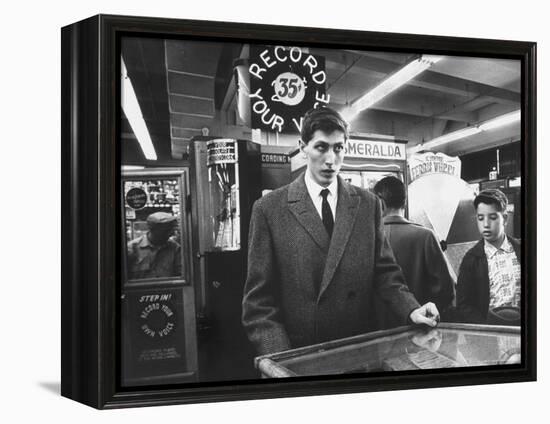 American Chess Champion Robert J. Fischer Playing Pinball-Carl Mydans-Framed Premier Image Canvas