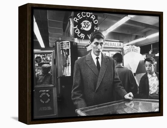 American Chess Champion Robert J. Fischer Playing Pinball-Carl Mydans-Framed Premier Image Canvas