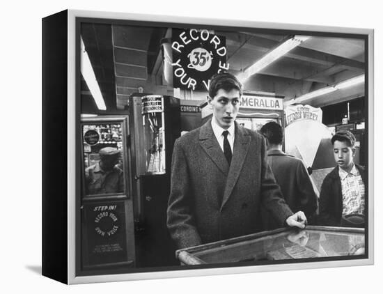 American Chess Champion Robert J. Fischer Playing Pinball-Carl Mydans-Framed Premier Image Canvas