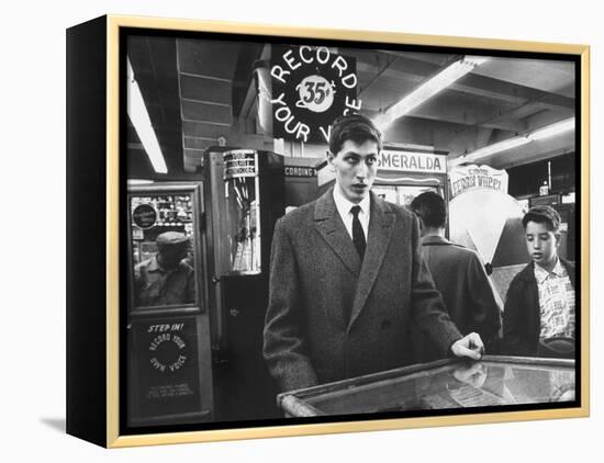 American Chess Champion Robert J. Fischer Playing Pinball-Carl Mydans-Framed Premier Image Canvas