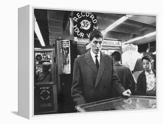 American Chess Champion Robert J. Fischer Playing Pinball-Carl Mydans-Framed Premier Image Canvas