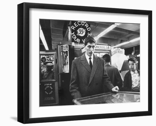 American Chess Champion Robert J. Fischer Playing Pinball-Carl Mydans-Framed Premium Photographic Print