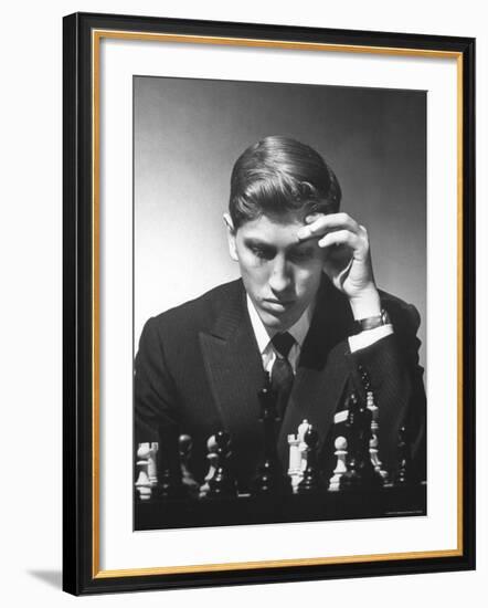 American Chess Champion Robert J. Fisher Playing a Match-Carl Mydans-Framed Premium Photographic Print