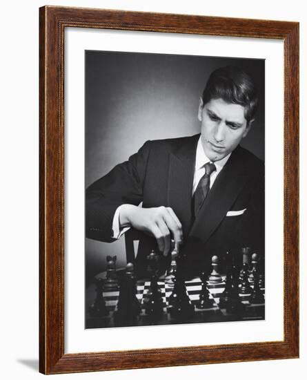 American Chess Champion Robert J. Fisher Playing a Match-Carl Mydans-Framed Premium Photographic Print