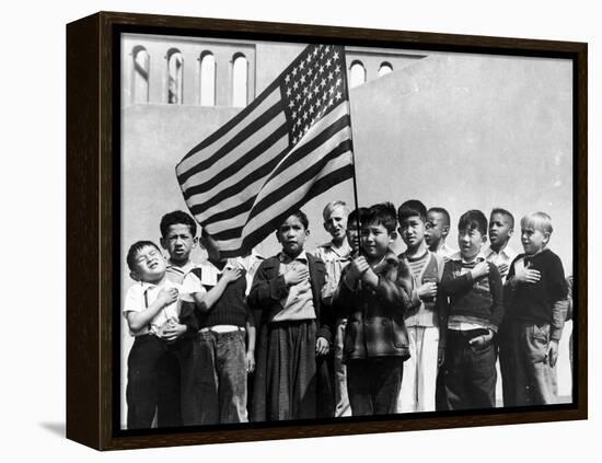 American Children of Japanese, German and Italian Heritage, Pledging Allegiance to the Flag-Dorothea Lange-Framed Premier Image Canvas